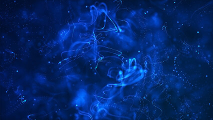 Wall Mural - dark blue particle lines abstract background