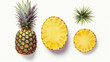 Einzelne Ananas und Blätter isoliert, pinapple with generative KI
