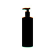 Gel, Foam, Liquid Soap. Dispenser Pump Plastic Bottle. Black Icon with vertical effect of color edge aberration at white background. Illustration.
