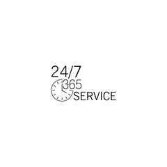 Sticker - Any time working service or support icon. 24 7 365 clock service icon