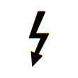 High voltage danger sign. Black Icon with vertical effect of color edge aberration at white background. Illustration.