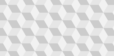 Wall Mural - Seamless geometric hexagon cube pattern background. abstract cubes geometric white and gray color hexagon technology background. digital cube honeycomb Front view of white texture for background.