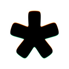 Asterisk star sign. Black Icon with vertical effect of color edge aberration at white background. Illustration.