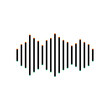 Sound waves icon. Black Icon with vertical effect of color edge aberration at white background. Illustration.