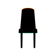 Office chair sign. Black Icon with vertical effect of color edge aberration at white background. Illustration.