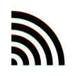 Wifi sign. Black Icon with vertical effect of color edge aberration at white background. Illustration.