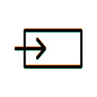 Input sign. Black Icon with vertical effect of color edge aberration at white background. Illustration.
