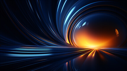 Sticker - geometric stripe line artistry on a deep blue canvas, creating an abstract glow..