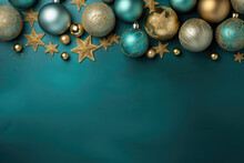 Golden And Turquoise Christmas Ball Decoration Copy Scape
