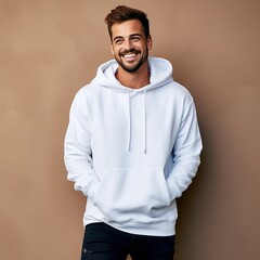 illustration of a fashion portrait with plain hoodie mockup, ai generated