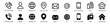 © Evolvect - Contact information icon set in line style. Business card, Home, Phone, Location, Address, Website, mail, fax, user simple black style symbol sign for apps and website, vector illustration.