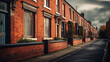 Traditional red brick English terraced houses