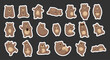 © palau83 - Bear character cartoon. Sticker Bookmark. Funny teddy in different pose and activities. Vector drawing. Collection of design elements.
