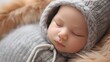 close-up portrait of a beautiful sleeping baby, copy space, 16:9
