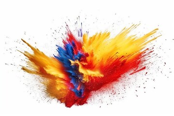 Colorful of powder explosion effect on white background, abstract powder explosion
