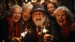 © Vika art - Group of elderly people celebrate New Year. Generative Ai