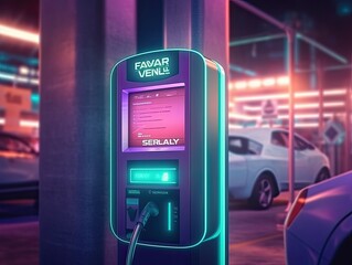 Wall Mural - EV car charging station