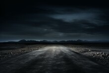 Desolate road at night, perfect for background or wallpaper. Generative AI