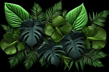 Wall Mural - forest colourful leaf green tropical palm background jungle color nature tree. Generative AI.