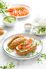 Wall Mural - Salmon salted sandwich with spinach and cream cheese