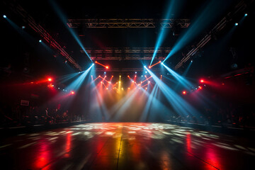 Wall Mural - Empty huge stage with colorful spotlights