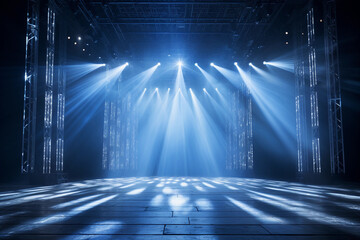 Wall Mural - Empty huge stage with white spotlights