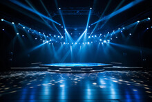 Empty Big Stage With White Spotlights
