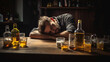 © Sasint - Alcohol addicted man sleeping at the table