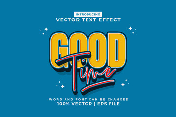 Editable text effect Good Time 3d cartoon template style premium vector
