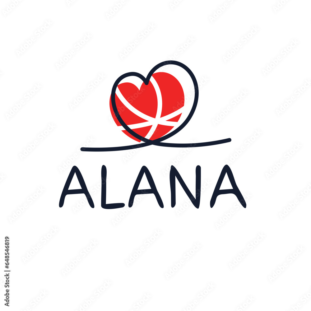 (Alana) Calligraphy name, Vector illustration. Stock Vector | Adobe Stock