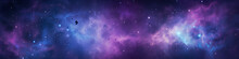 Purple And Blue Galaxy With Birds Flying In The Sky Generative AI