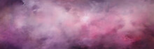 Painting Of A Pink And Purple Cloud Filled Sky With A Single Plane Generative AI