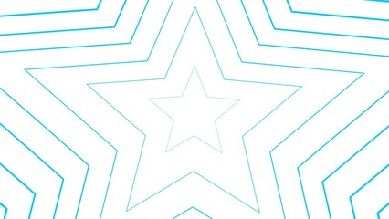 Animated increasing blue stars appear from the center.  Background from linear symbol. Looped video. Vector illustration isolated on white background.