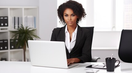 Canvas Print - businesswoman working on laptop computer in office