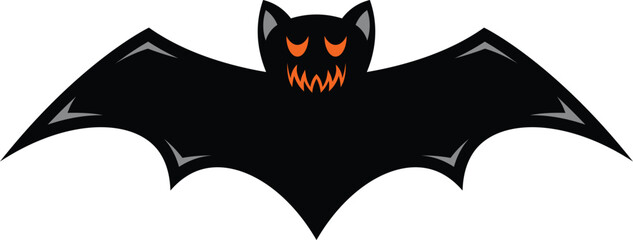 Wall Mural - Scary black halloween bat vector icon