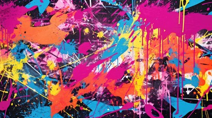 Wall Mural - Grungy urban graffiti texture background, marked by chaotic spray paint strokes and a vibrant, street-art energy. Great for edgy, urban-themed designs and rebellious creative expressions