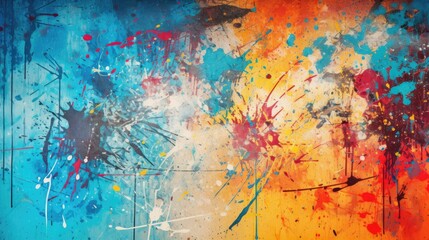 Canvas Print - Grungy urban graffiti texture background, marked by chaotic spray paint strokes and a vibrant, street-art energy. Great for edgy, urban-themed designs and rebellious creative expressions