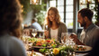 © Kateryna - Group of Friends Indulging in Fine Dining with Exquisite Plated Dishes , meeting friends at a restaurant, bokeh