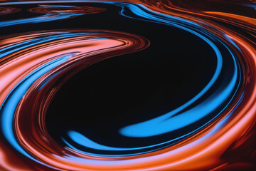 Wall Mural - colorful liquid swirl on black with abstract design..