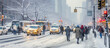 timelapse of busy urban downtown snow winter city crowd people commuter transportation intersection street motion people and car taxi strret scene pedestrian city people lifestyle,ai generate
