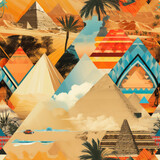 Ancient Egypt collage repeat pattern