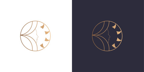 Wall Mural - Logo sun, circle, beauty, minimal style identity logo mark. Golden gradient vector emblem logotype for business cards.