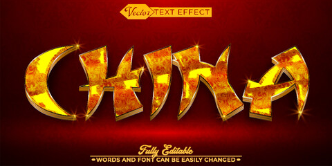 Poster - Golden Orange China Vector Editable Text Effect Template