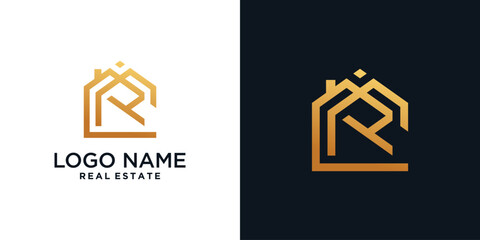 Wall Mural - Letter house logo design with creative concept style Premium Vector