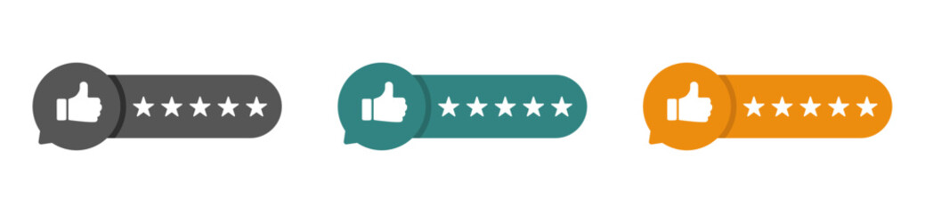 Customer product rating with five stars vector icons set. Trendy Customer product rating icons