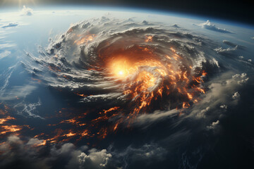 Wall Mural - Natural disaster, view from space.