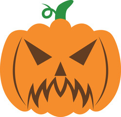 Wall Mural - Creepy orange halloween pumpkin vector icon