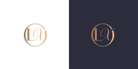 Wall Mural - Letter l and x logo monogram, minimal style identity initial logo mark. Golden gradient vector emblem logotype for business cards initials.