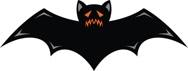 Poster - Scary black halloween bat vector icon