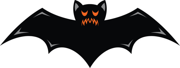 Poster - Scary black halloween bat vector icon